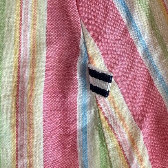 IZOD Button-Down Shirt Womens Pink Multicolor Striped Cotton Short Sleeve - Picture 4 of 6